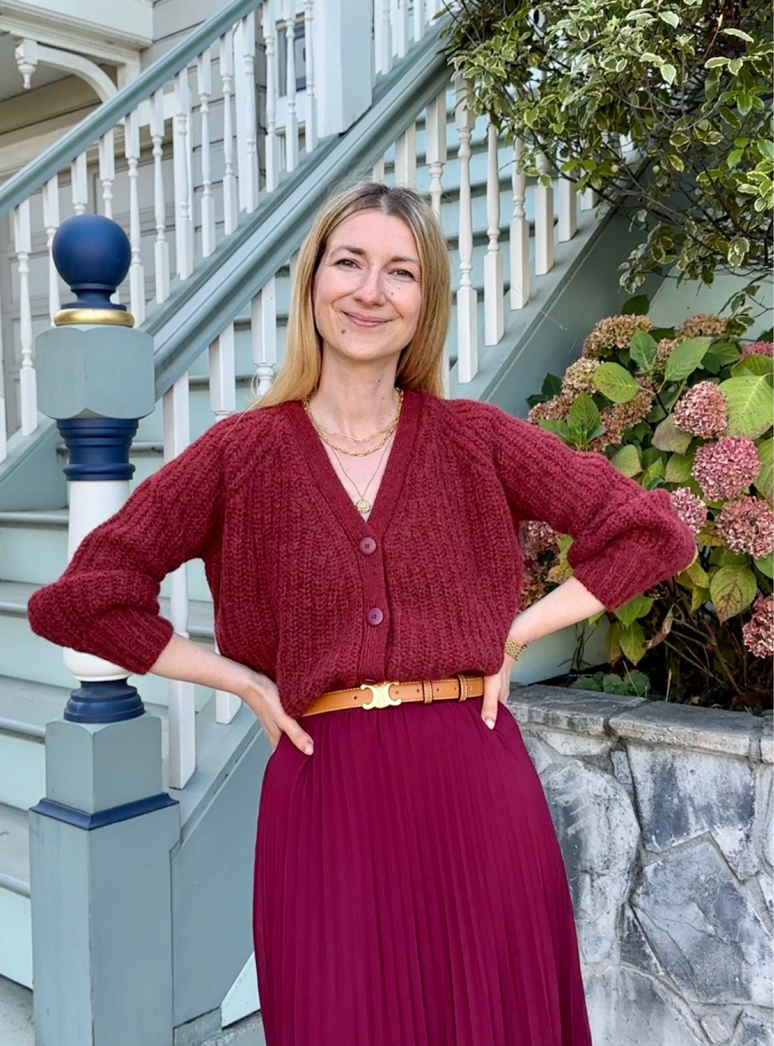 Burgundy chunky oversized cardigan by Sézane  ✨

#LTKstyletip