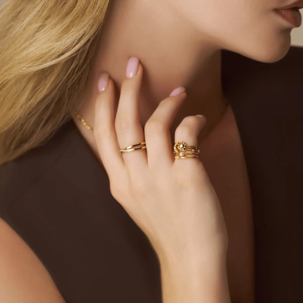 Molten Sun & Moon Ring Stacking Set | Orelia