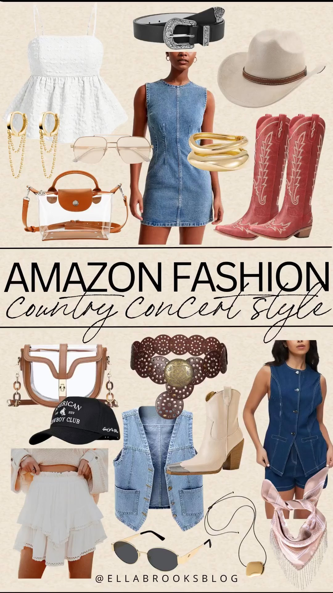 Amazon country concert style!

Summer fashion, western style, Nashville style, summer concert, denim dress, stadium bag, western boots

#LTKootd #LTKSeasonal #LTKmomlife