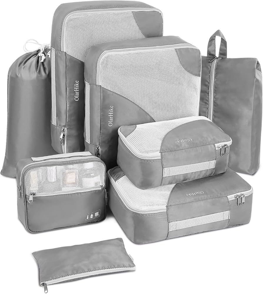 OlarHike 8 Set Packing Cubes for Travel, Luggage Organizer Bags for Travel Accessories Travel Ess... | Amazon (US)