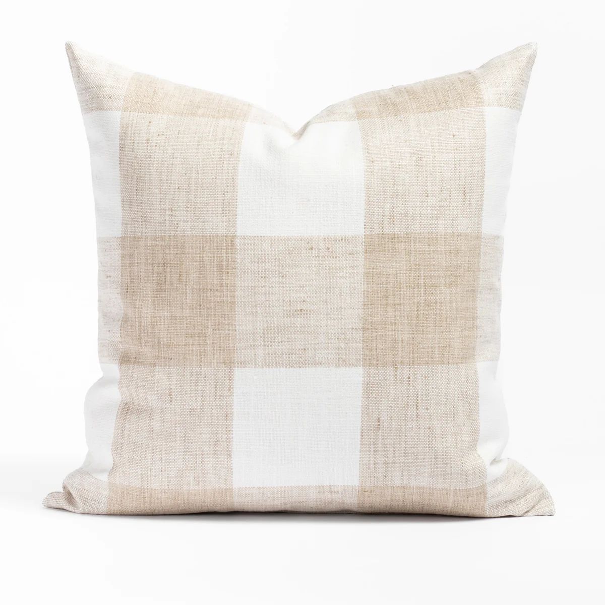 Oliver Check 20x20 Pillow, Natural | Tonic Living