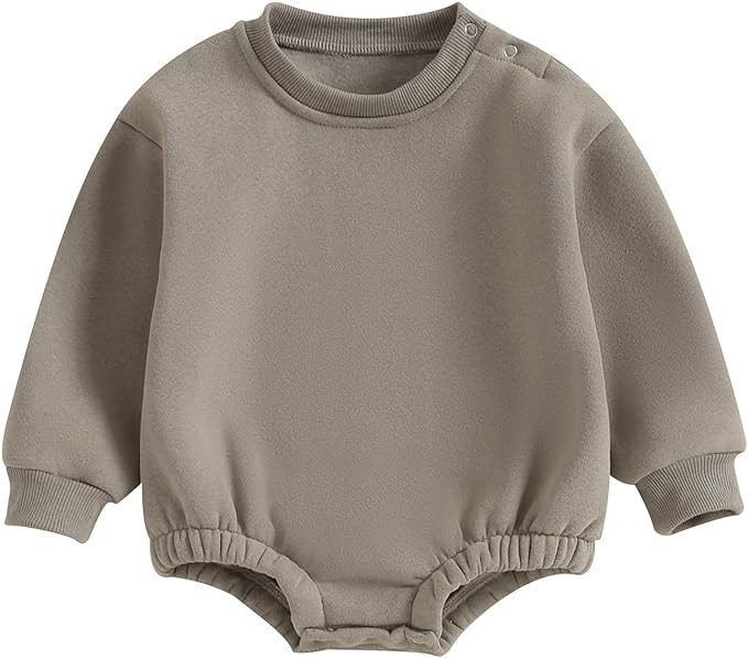 Newborn Baby Boy Girl Clothes Fleece Sweatshirt Bubble Romper Solid Oversized Thick Sweater Rompe... | Amazon (US)