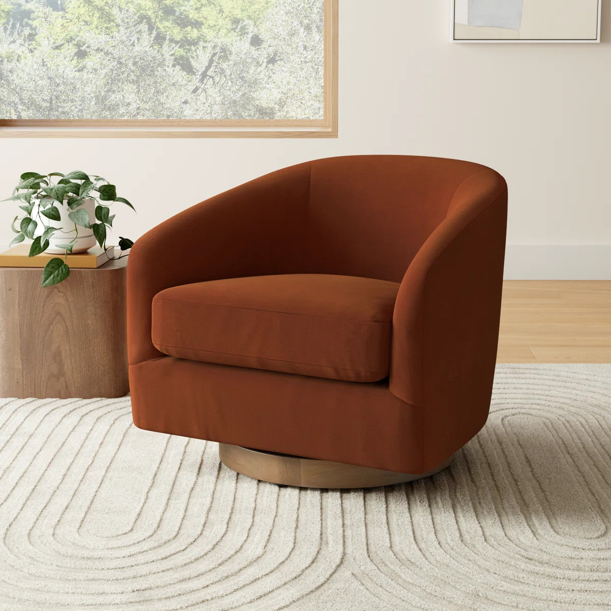 Bennett Upholstered Swivel Barrel Chair | Wayfair North America