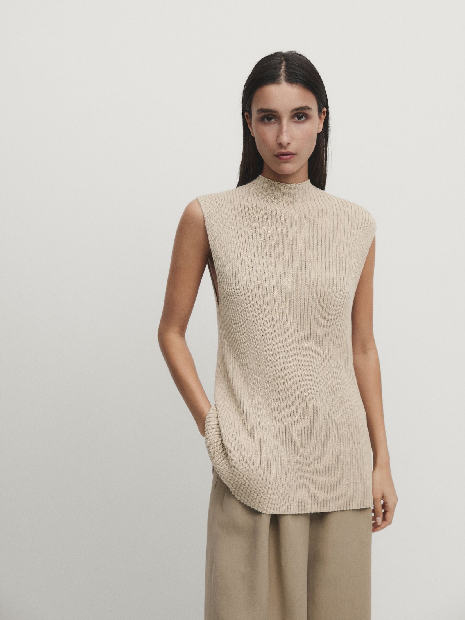 Knit top with crossover back | Massimo Dutti UK