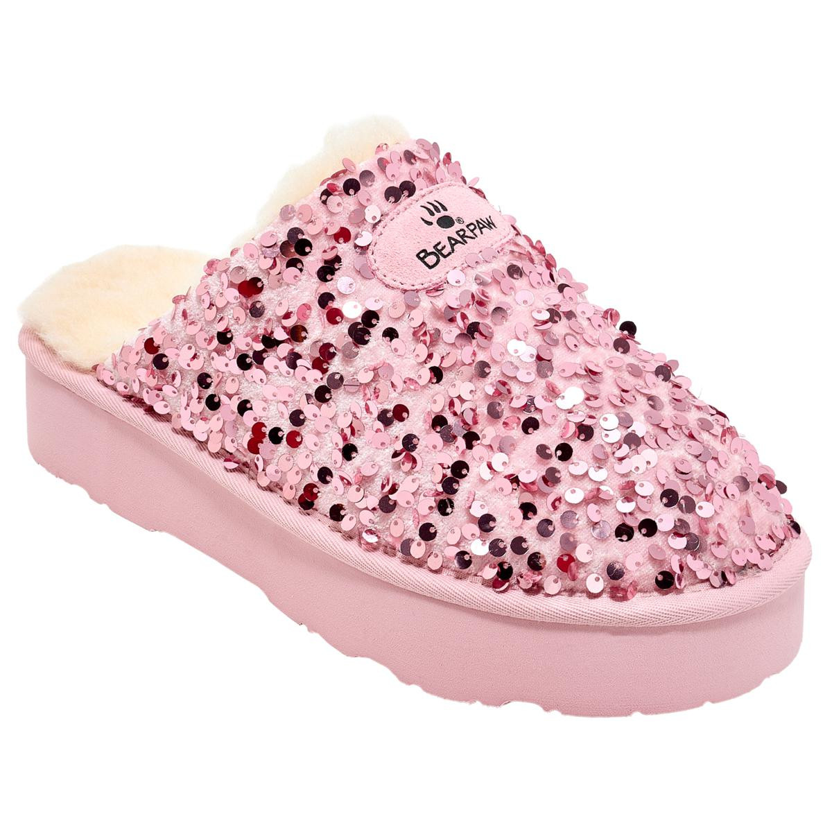 BEARPAW® Portia Sequin and Suede Mule Slipper | HSN