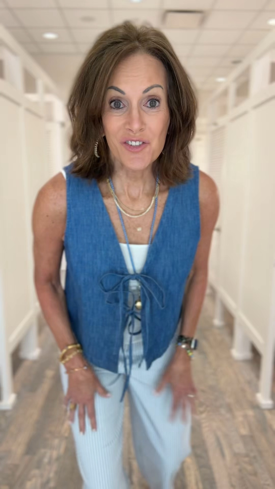 Tie vest - medium 
Cami - med 
Striped wide leg crop pants - 29/8

Spring style 

#LTKTall #LTKMidsize #LTKSaleAlert