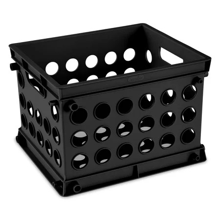 Sterilite Mini Crate, Multi-Purpose Plastic Storage Bin with Through Handles, Stackable, Black | Walmart (US)
