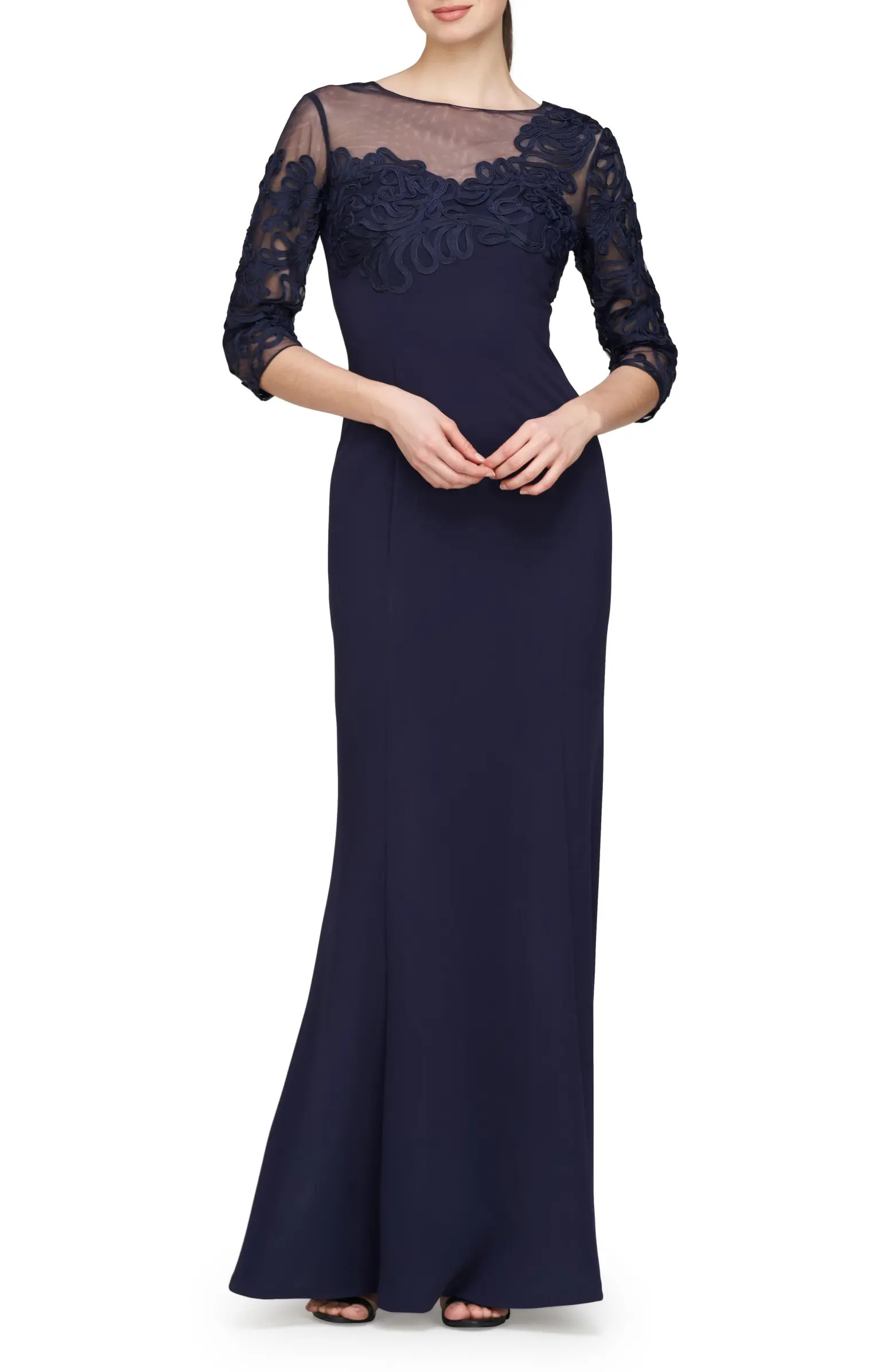 Leilani Soutache Lace Detail Mermaid Gown | Nordstrom