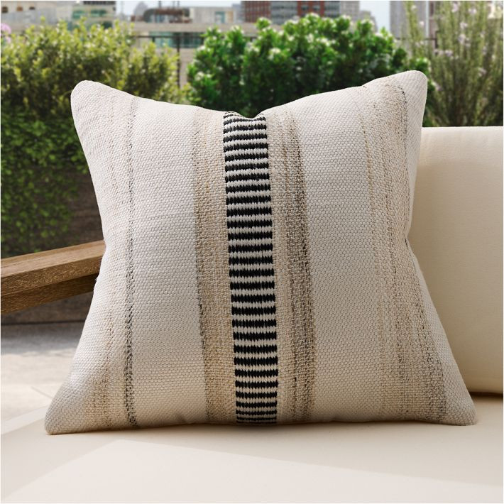 Outdoor Natural Split Stripe Pillow | West Elm (US)