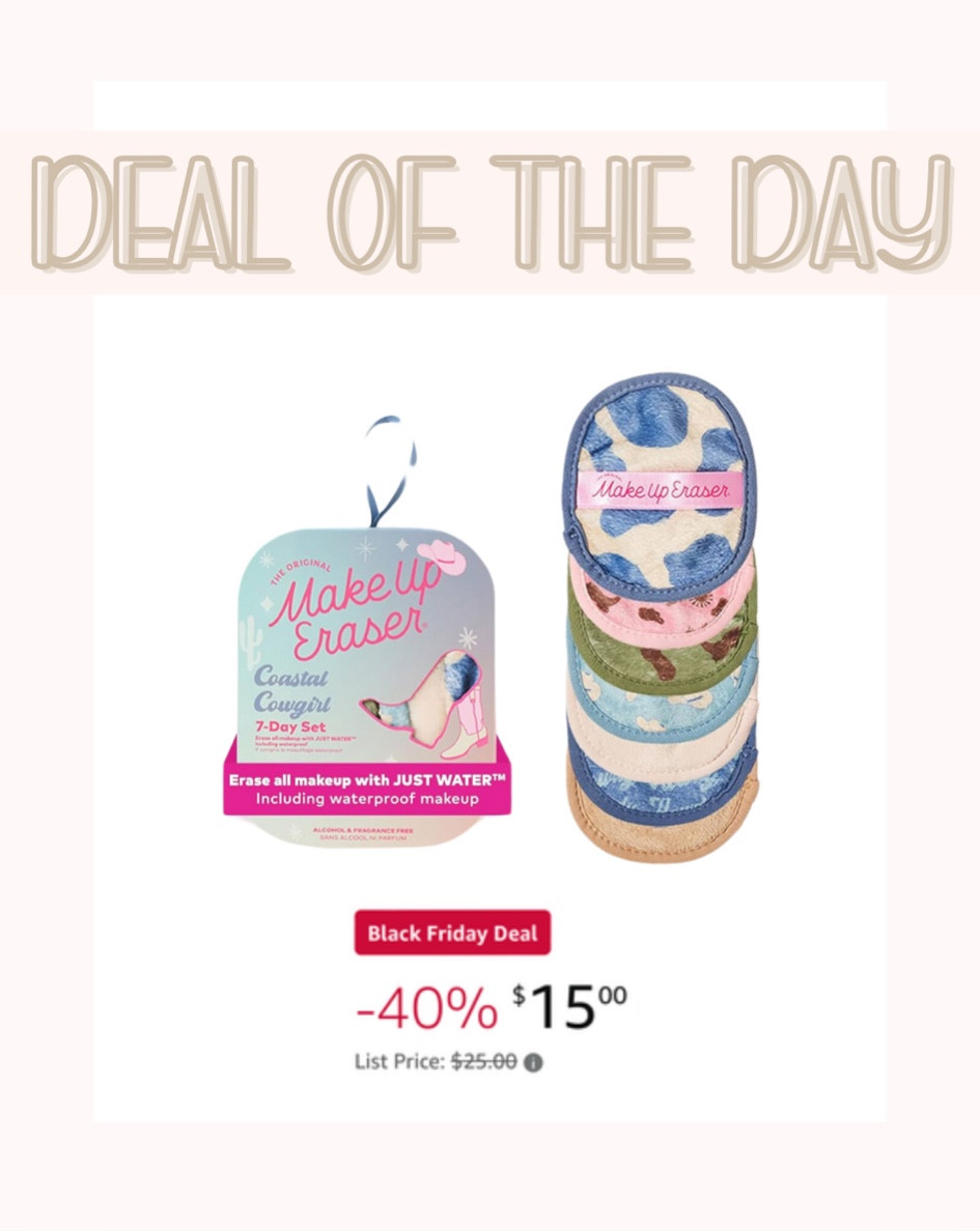 Amazon Black Friday deal! 40% off of this make up eraser seven day set. Perfect stocking stuffer for teens and tweens or for any make up and beauty lover. 

Stocking stuffers, gifts for her, gifts for makeup lover, gifts for skincare, lover, gifts for beauty, lover, skin care, gift sets, beauty gift sets, Amazon black Friday deals, Amazon cyber Monday deals, daily deals, deal of the day 


#LTKGiftGuide #LTKHoliday #LTKCyberWeek