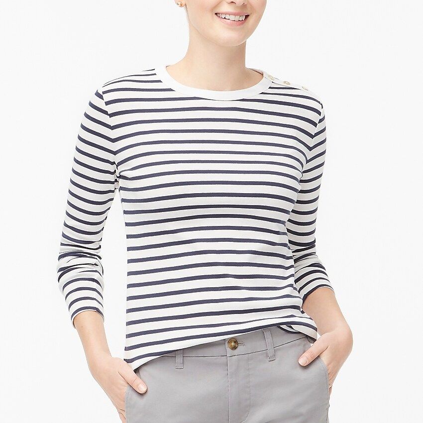 Striped button-shoulder tee | J.Crew Factory