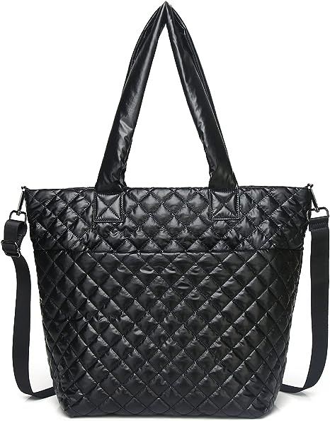Hsitandy Quilted Tote Bag for Women,Weekender Bag,Light Nylon Quilted Crossbody Shoulder Bag for ... | Amazon (US)