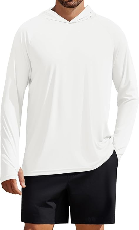PINSPARK Men's UPF 50+ Long Sleeve Rash Guard - Sun Protection Hoodie UV SPF Fishing Shirt for At... | Amazon (US)