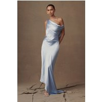 Yvette Slip Maxi Dress With Asymmetrical Hem - Cornflower Blue | MESHKI US