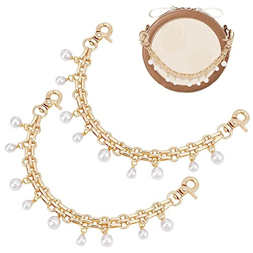 PH PandaHall Purse Extender, 2pcs 9.8 Inch Decorative Bag Strap Golden Alloy Bag Chain ABS Pearl Chain Charms Replacement Handle Bag Chain Bag Charm Purse Charm for Women Crossbody Shoulder Bag | Amazon (US)