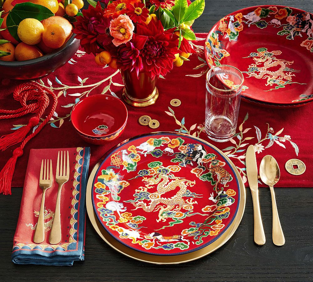 Lunar New Year Stoneware Dinner Plates - Set of 4 | Pottery Barn (US)