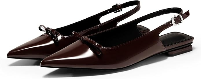 Coutgo Womens Slingback Flats Bow Slip on Dress Shoes Buckle Comfortable Ballet Flats Pointed Toe... | Amazon (US)