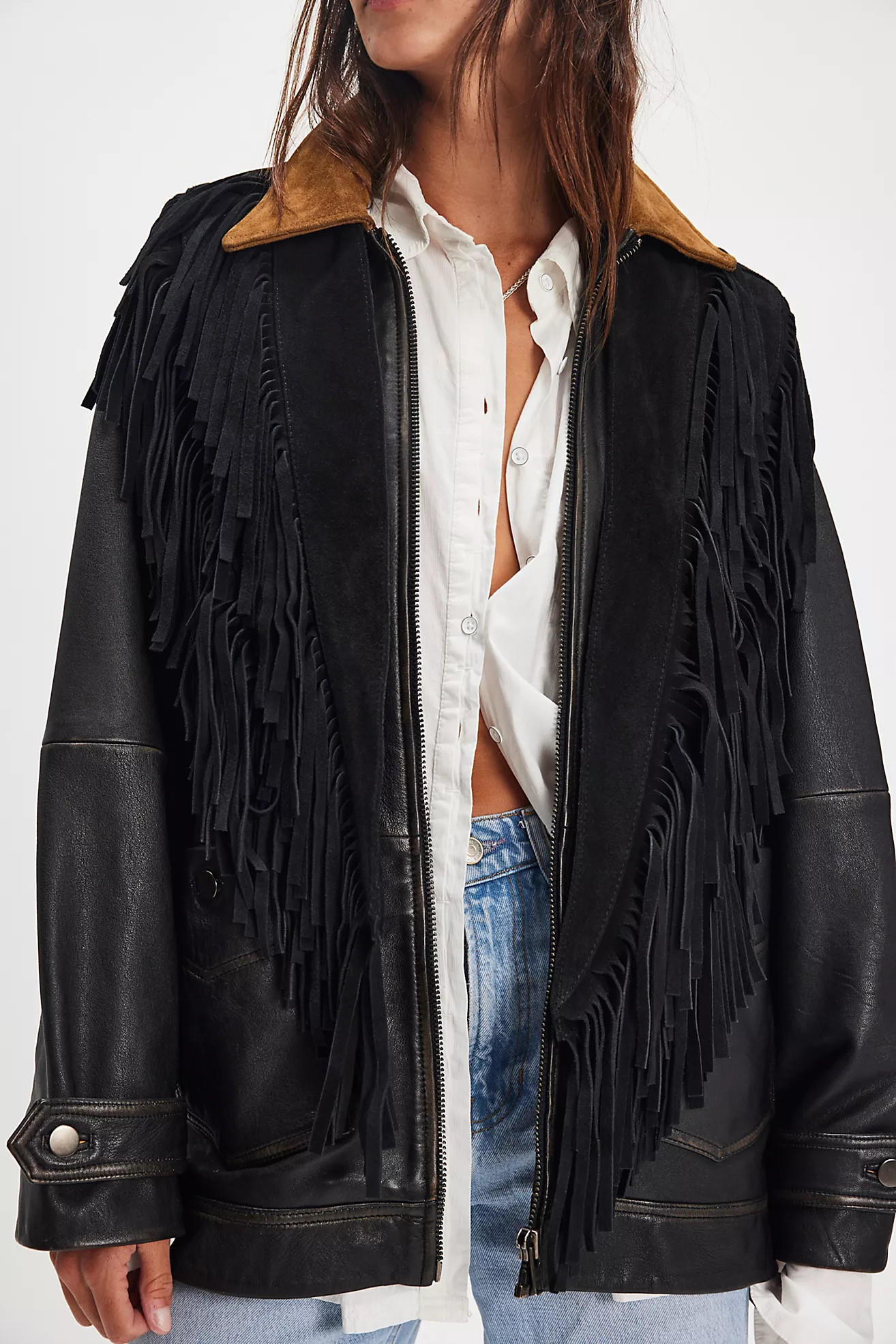 Understated Leather Wide Eyes Suede Fringe Collar | Free People (Global - UK&FR Excluded)