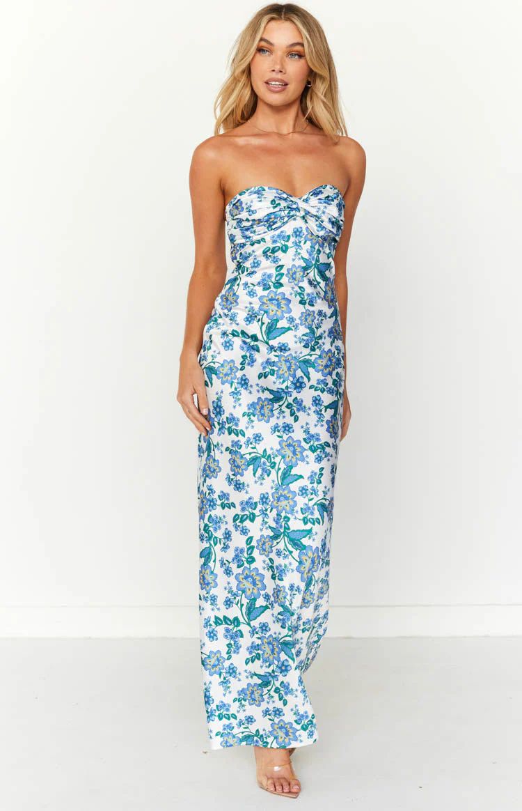 Ashley Blue Floral Formal Maxi Dress | Beginning Boutique (US)