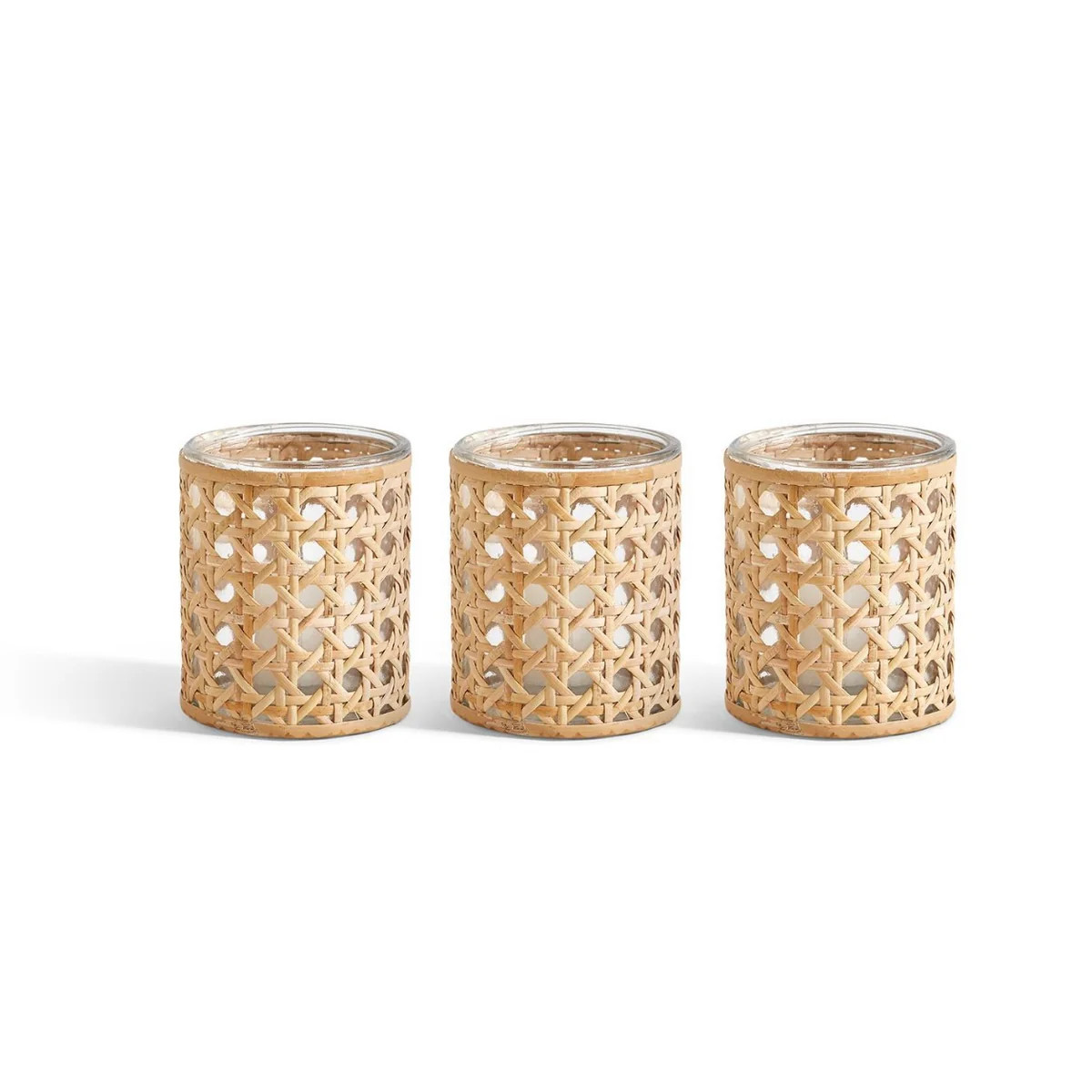 Lumingnon Set of 3 Cane Webbing Tealight Candleholders (Ships 3/3) | Sea Marie Designs