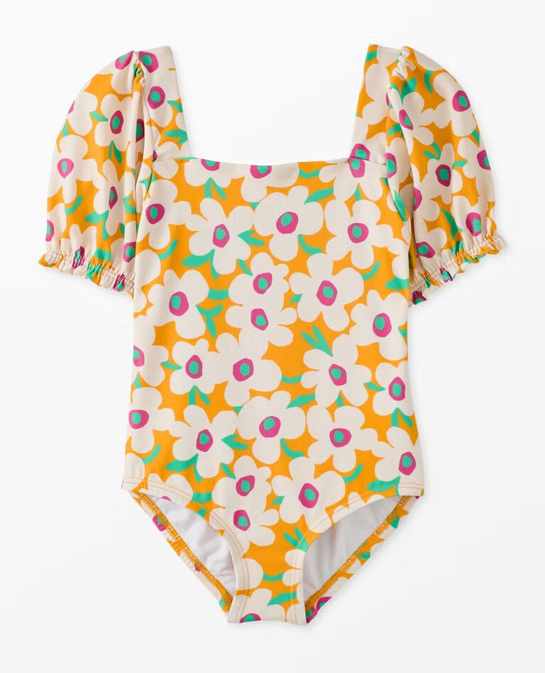 One-Piece Puff Sleeve Swimsuit | Hanna Andersson