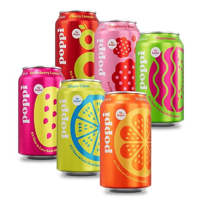 POPPI Sparkling Prebiotic Soda, Beverages w/Apple Cider Vinegar, Seltzer Water & Fruit Juice, Fun... | Amazon (US)