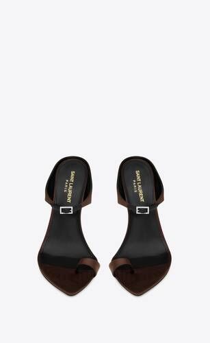 Pointed open-toe mules featuring a rhinestone buckle strap on the front, a strap around the toe a... | Saint Laurent Inc. (Global)
