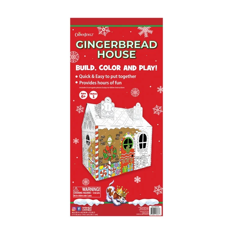 GINGERBREAD PLAYHOUSE, Cardboard Craft, Build & Color, Children Age 3+ | Walmart (US)