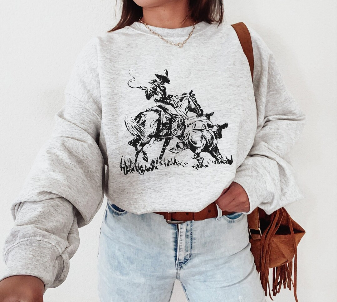 Western Roping Crewneck Sweatshirt - Etsy | Etsy (US)