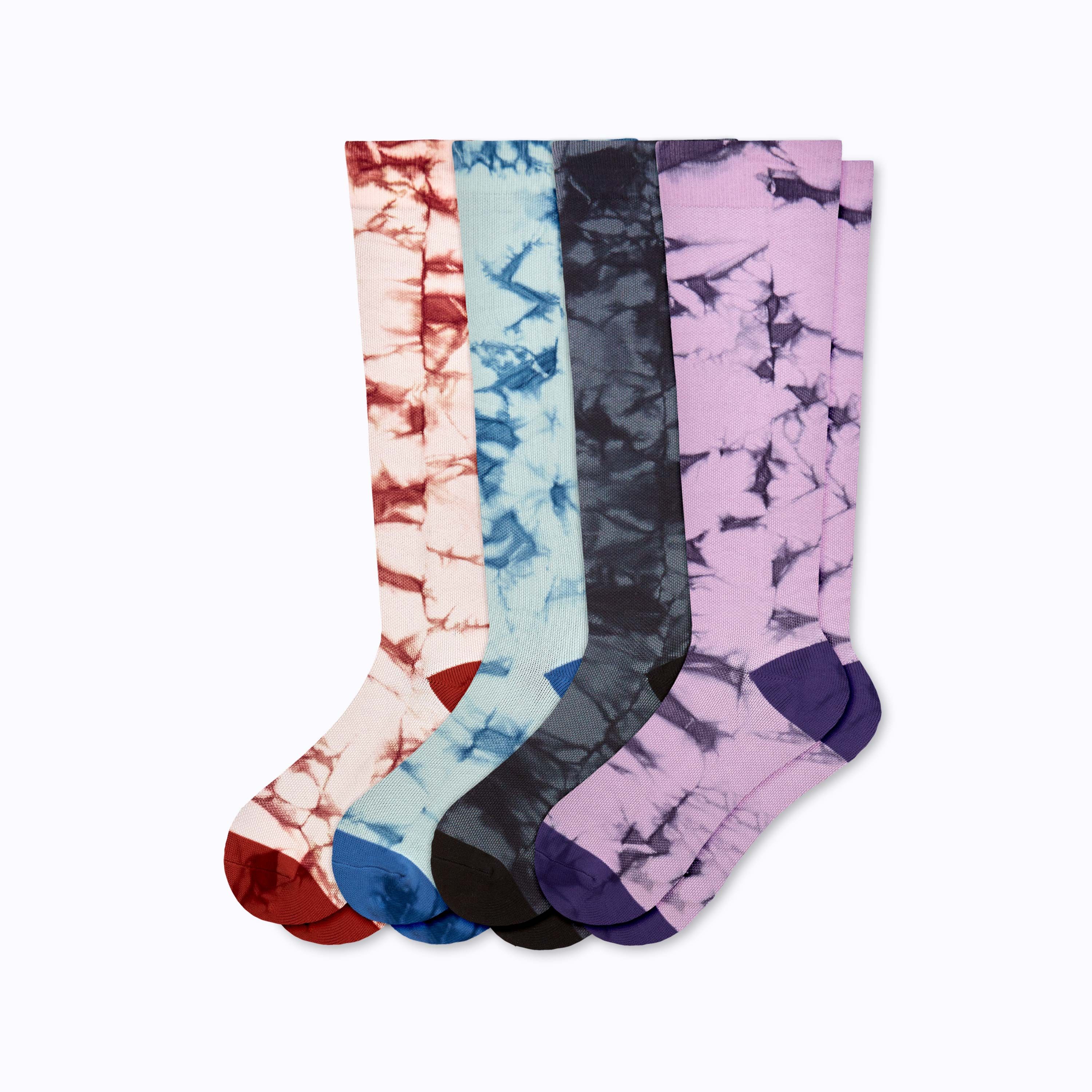 Knee-High Compression Socks  – 4-Pack Tie Dye | Comrad
