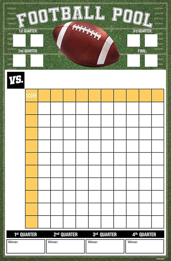 Ultimate Football Pool Game with Ribbons - 18" x 27.5" (1 Set) - Perfect for A Memorable Competit... | Amazon (US)