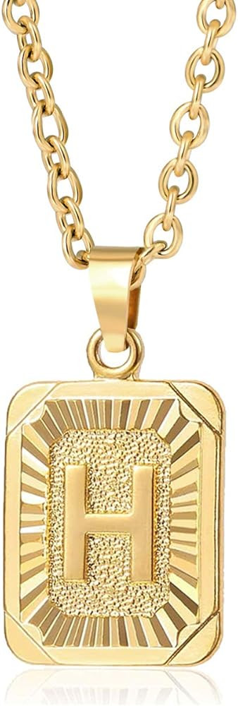 Initial Pendant Necklace 18K Gold Plated Stainless Steel Letter Necklace Personalizd Name Necklac... | Amazon (US)