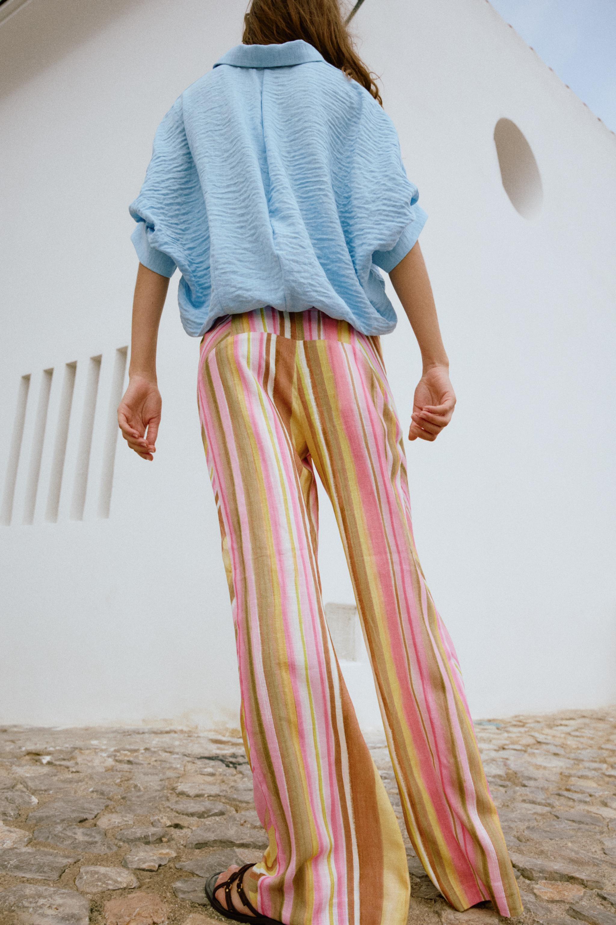 STRIPED WIDE-LEG TROUSERS | Zara US