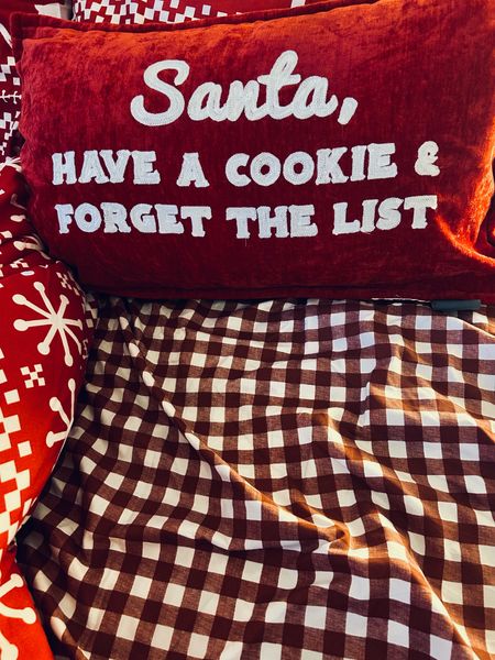 Christmas bedding
Santa throw pillow
Christmas decor
Holiday decor
Bedroom 

#LTKunder50 #LTKHoliday #LTKhome
