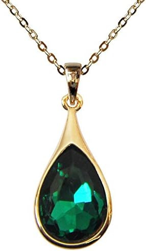 Navachi 18k Gold Plated Water Drop Pear-Shaped Zircon Pendant Necklace 16"+2" | Amazon (US)