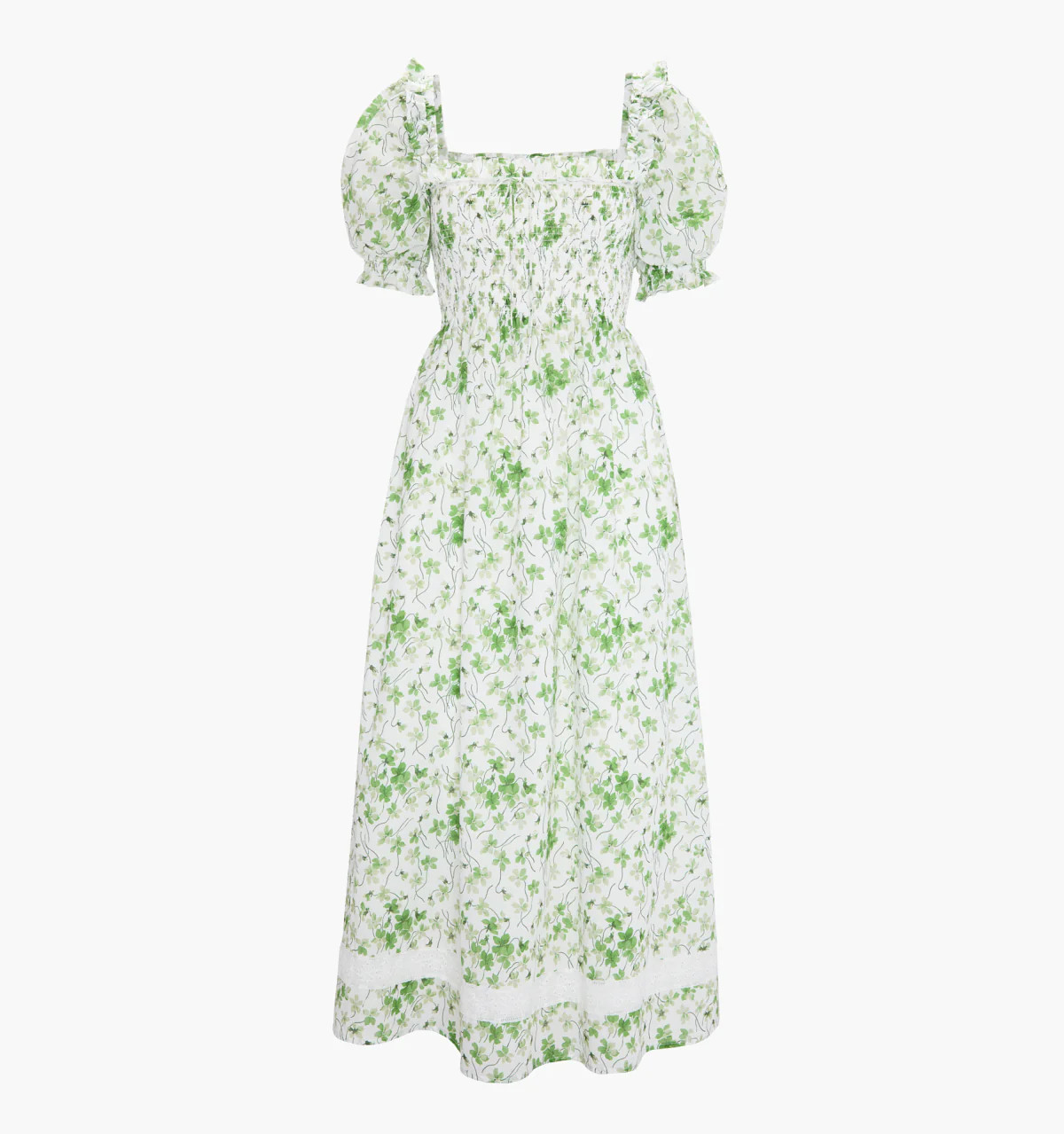 The Scarlett Midi Nap Dress | Green Sweet Peas / XS | 100% Cotton | Hill House Home | Hill House Home US
