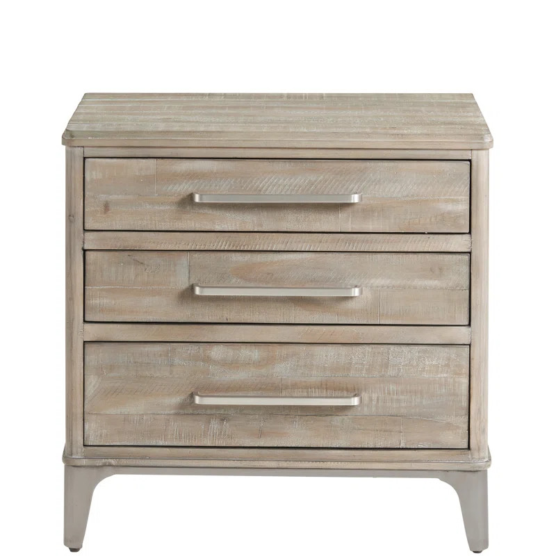 Mauve 28'' Tall 3 - Drawer Solid Wood Nightstand in Gray | Wayfair North America