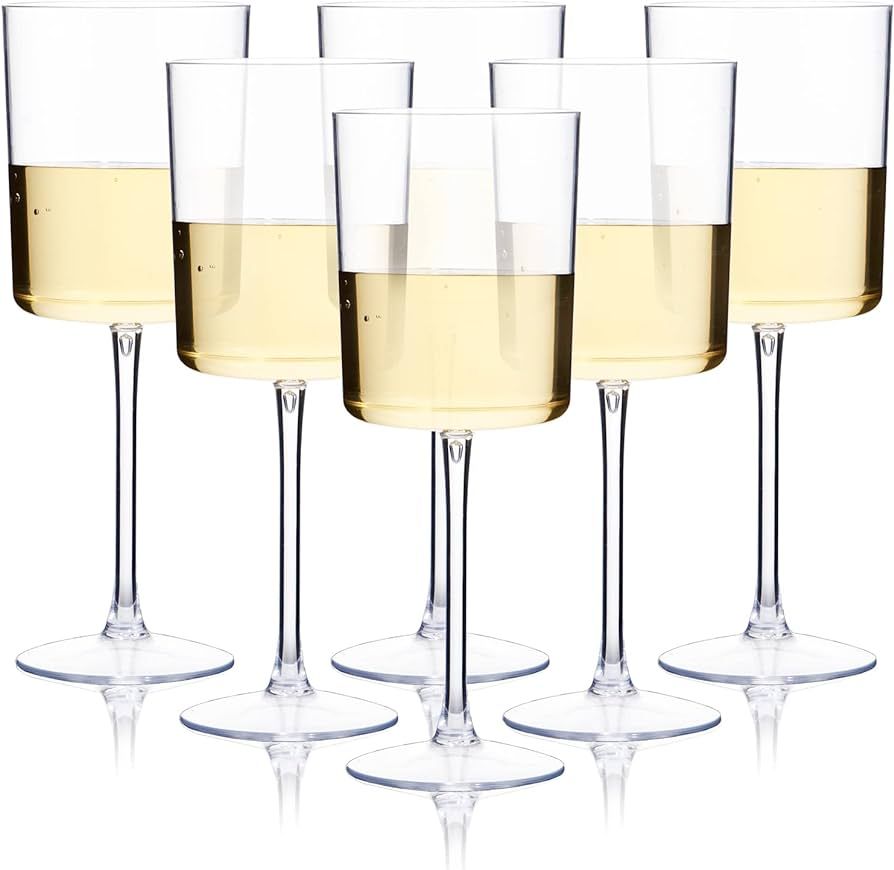 Ciaell 6 Pack Plastic - 10 Oz Plastic wine glasses with Stem - Disposable Perfect for Parties & W... | Amazon (US)