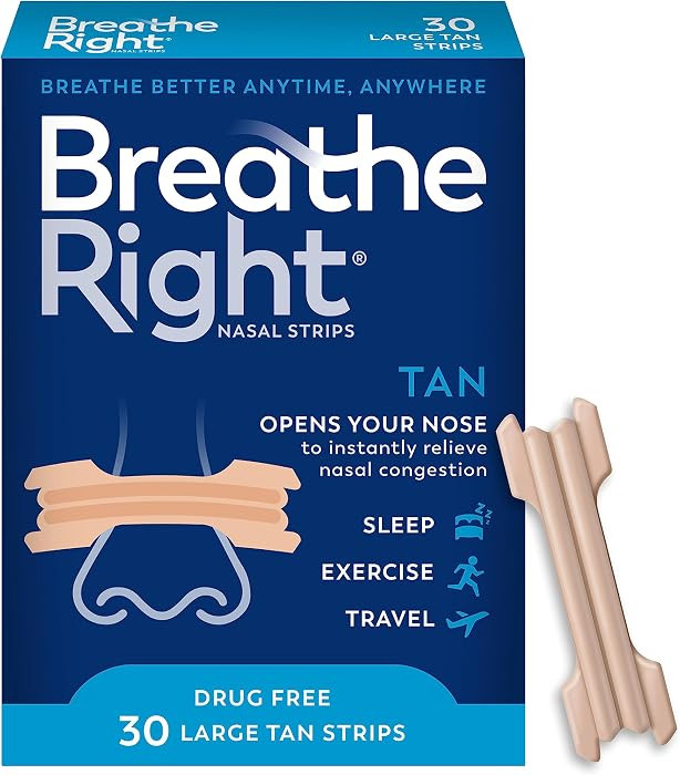 Breathe Right Nasal Strips, Extra Strength Tan Nose Strips, Drug-Free Nasal Congestion Relief for... | Amazon (US)