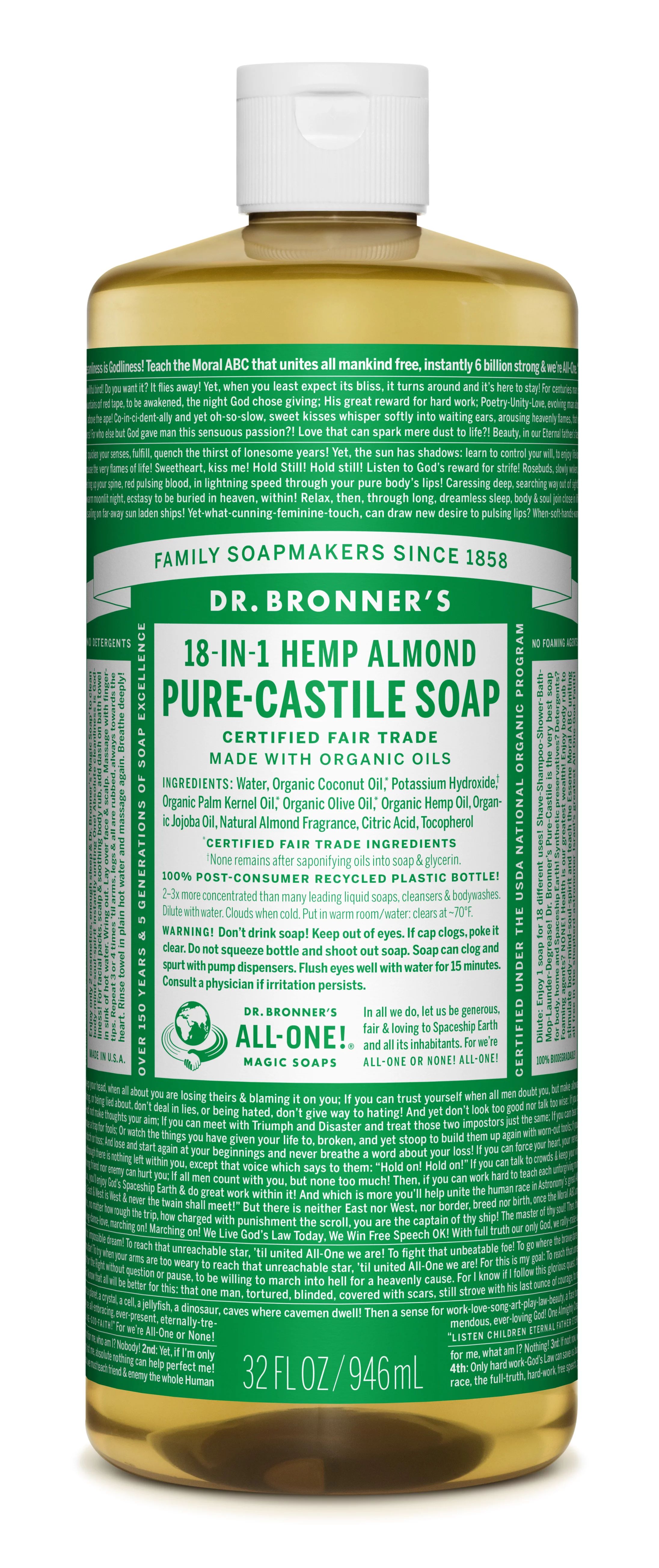 Dr. Bronner's Almond Pure-Castile Liquid Soap 32oz | Walmart (US)