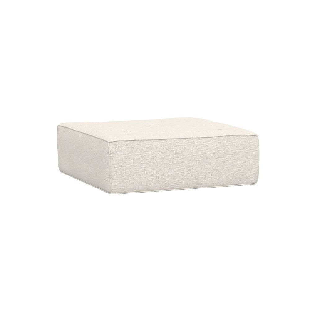 Piped Cushy Oversized Ottoman, Tweed Ivory | Pottery Barn Teen