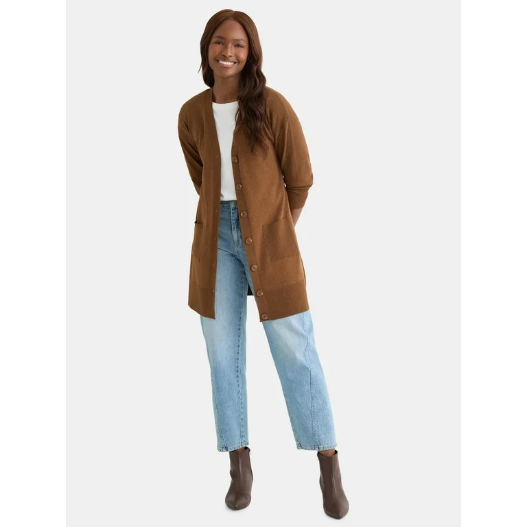 Time and Tru Women’s Button Front Cardigan Sweater, Sizes XS-XXXL - Walmart.com | Walmart (US)