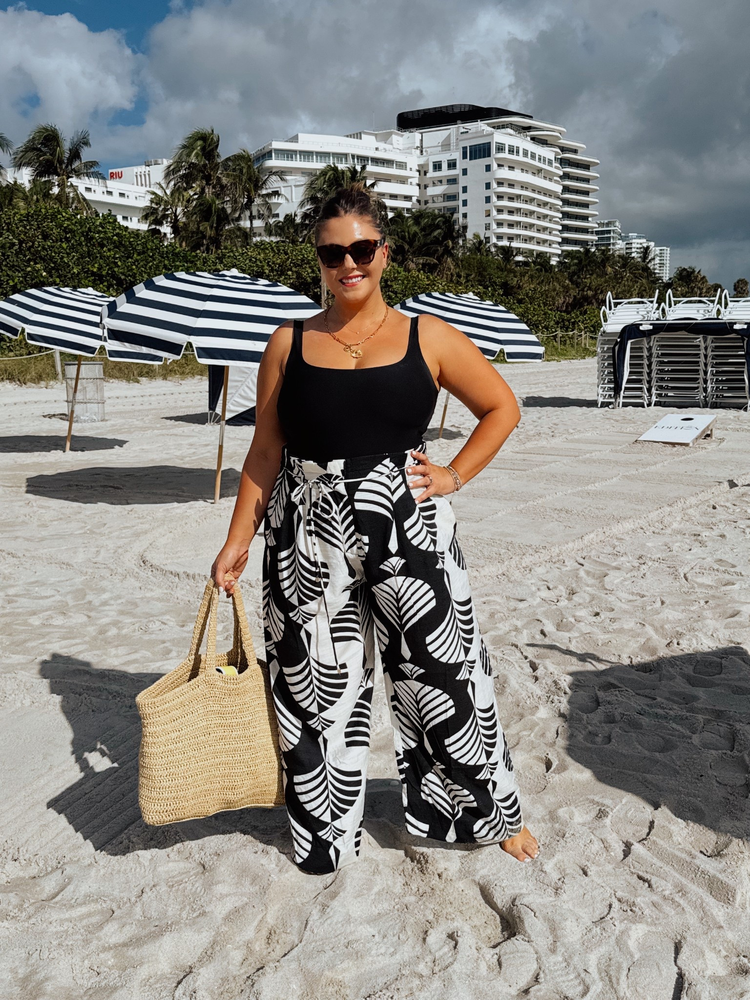 Wearing size 2X in swimsuit, 18 in pants (should have sized down to 16). Use CARALYNM at Cakes Body. 

#LTKSwim #LTKStyleTip #LTKMidsize