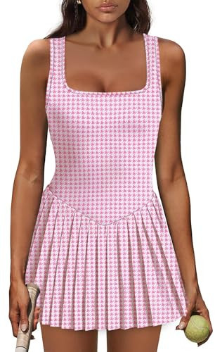NIASHOT Golf Dresses for Women with Shorts Womens Athletic Dress with Pockets Pleated Skirts Spring Dresses 2026 Women's Fashon Clothing Pink M | Amazon (US)
