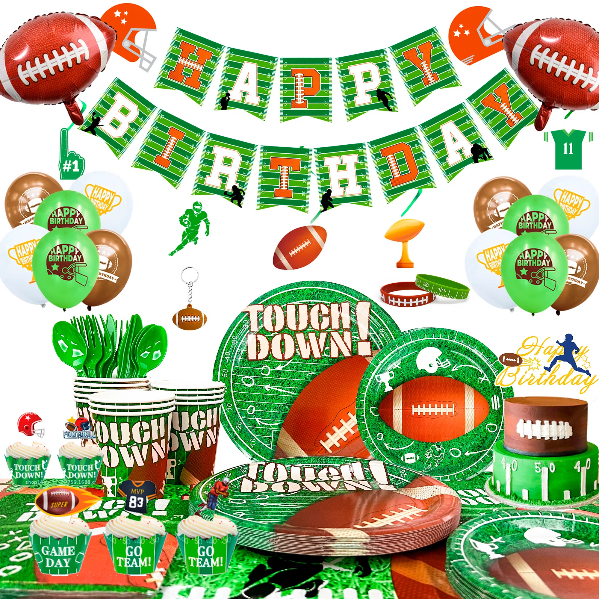 164 pcs Football Party Supplies-Football Birthday Party | Wayfair North America