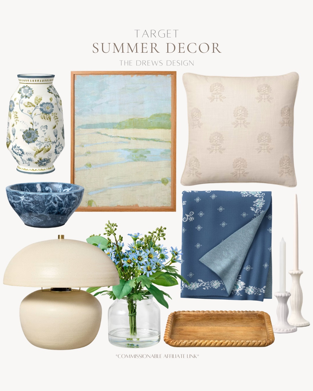 Target summer decor includes throw pillows, wall art, vase, decorative vase, table lamp, faux floral arrangement, tray, candle stick holder, blanket.

Home decor, summer home, looks for less, home accentss

#LTKHome #LTKSeasonal #LTKvlog