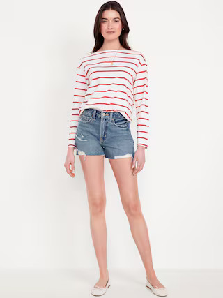 High-Waisted Rigid OG Jean Cut-Off Shorts -- 3-inch inseam | Old Navy (US)