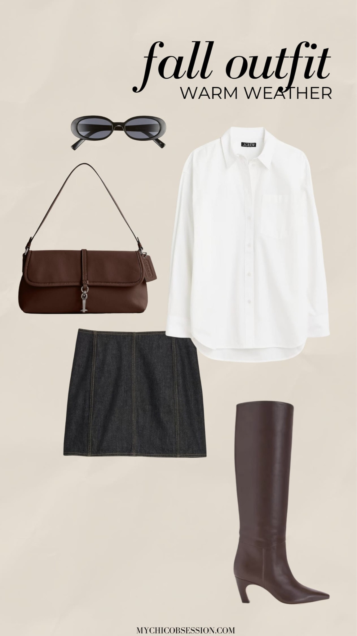 This outfit is the perfect way to wear some chic fall pieces in those warmer fall days when you still want to embrace the season. The paneled denim mini skirt offers a playful yet structured silhouette, making it a versatile piece that pairs effortlessly with the oversized button-up shirt. Knee-high leather boots add a classic fall flair.

#LTKStyleTip #LTKShoeCrush #LTKSeasonal
