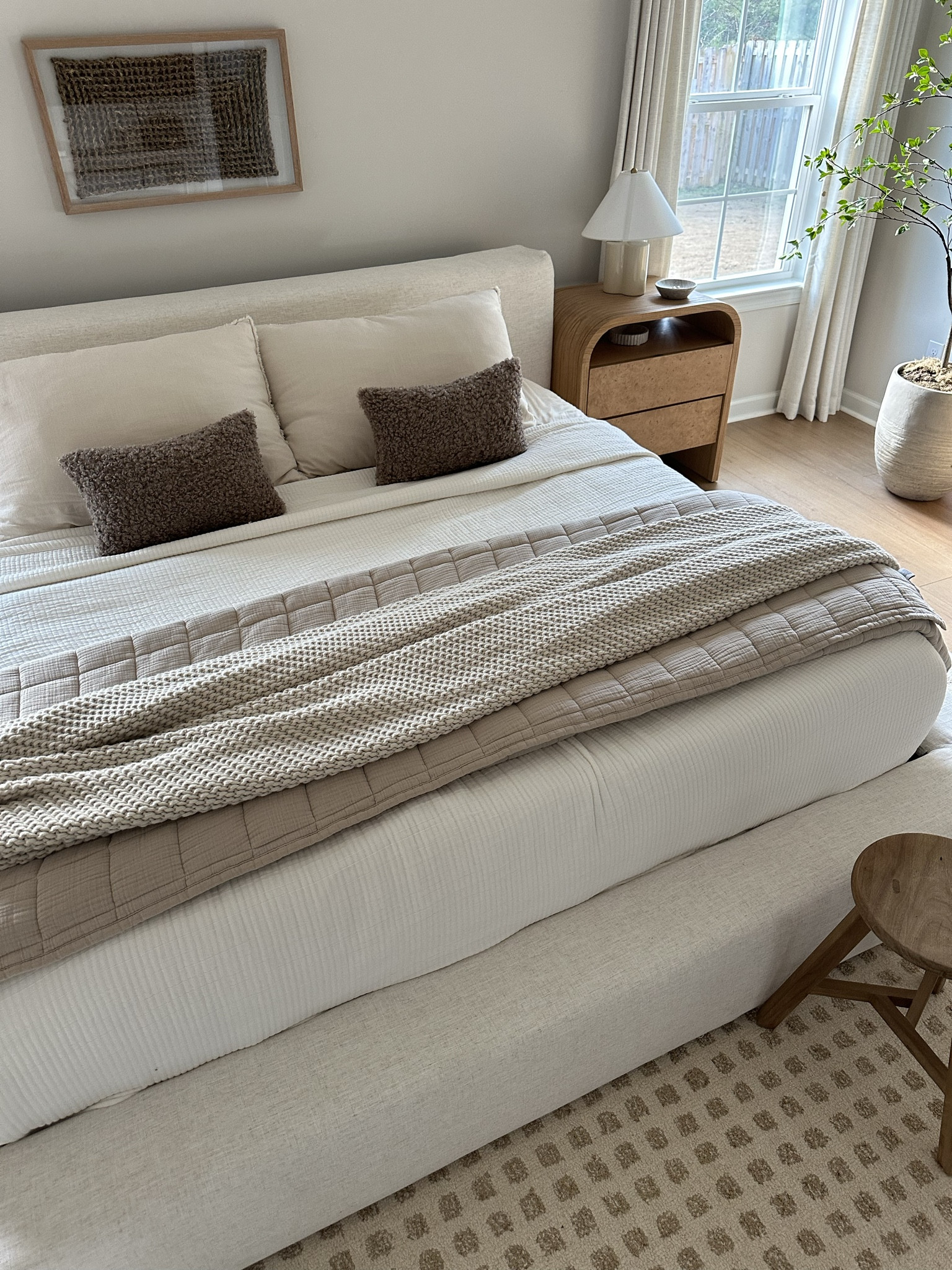 Bedroom details
Bedding , linen bedding, Wool rug, neutral area rug, throw pillows, blanket, bed, nightstands

#LTKhome #LTKfindsunder100 #LTKstyletip
