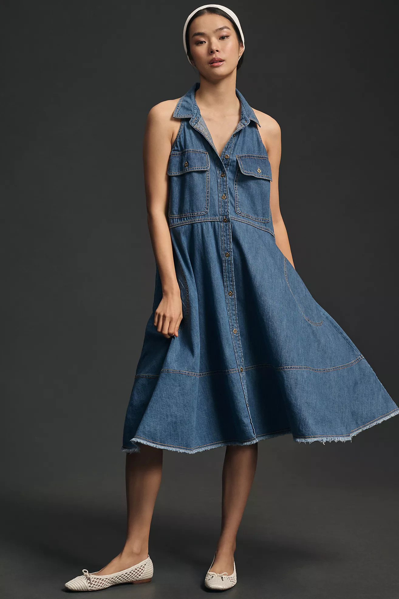 Pilcro Sleeveless Halter Swing Midi Dress | Anthropologie (US)